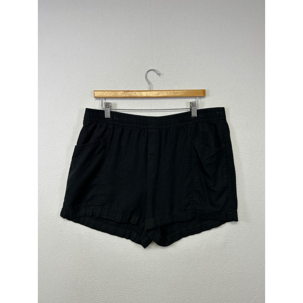 Coastal Summer Old Navy Womens Large Black Linen/ Rayon Blend High Rise Shorts